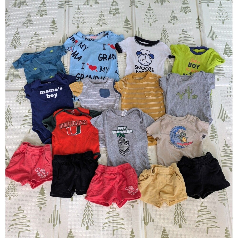 Baby Boy Clothes Size 12 Months Bundle Clothing 16 pcs Graphic Outfits & Shorts